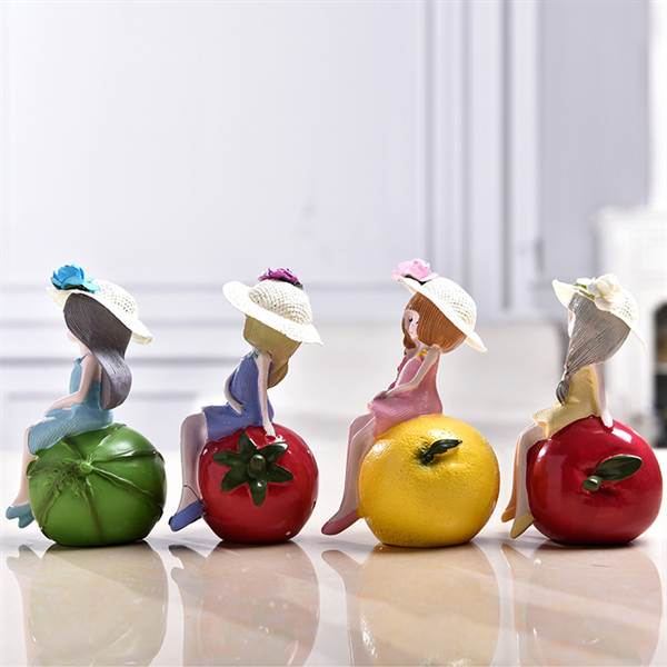 Fruit girls crafts for home decoration a set of 4 pieces